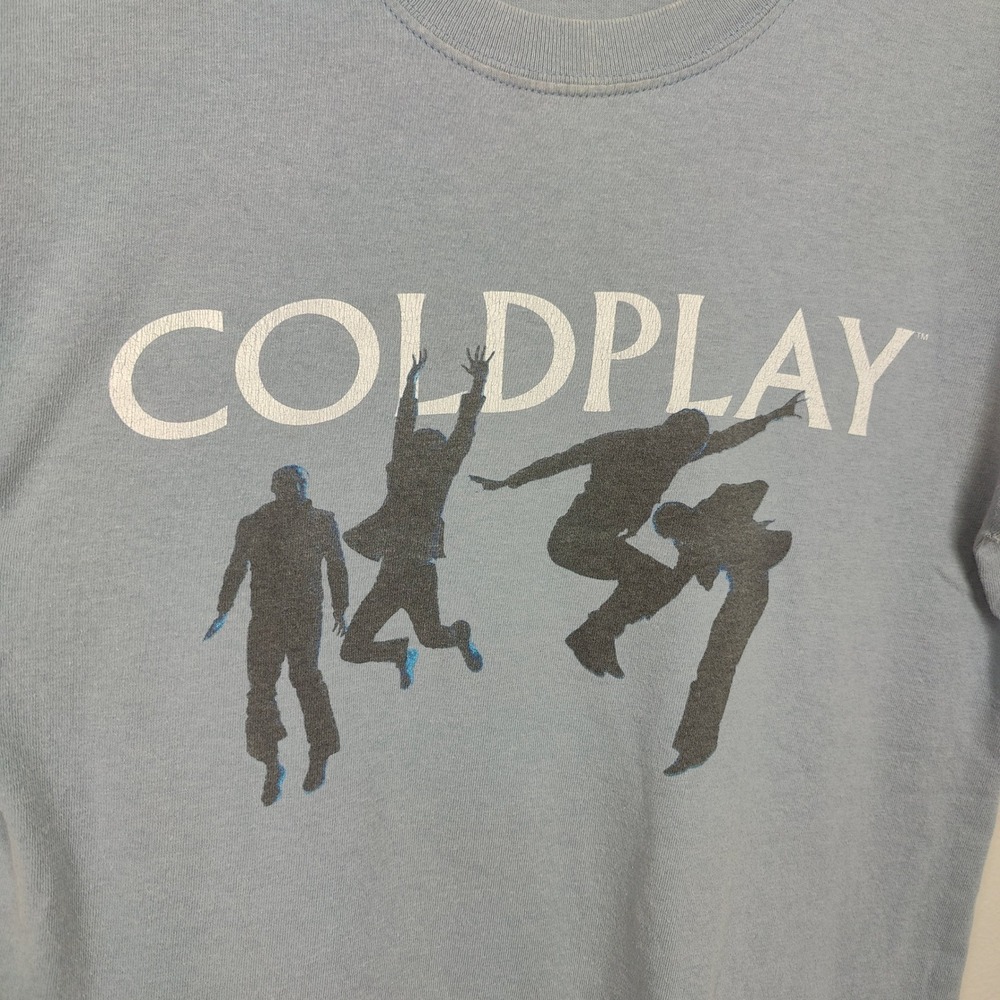Vintage 2005 Coldplay Twisted Logic Tour T-Shirt Small Blue Graphic Band Tee - Picture 3 of 11